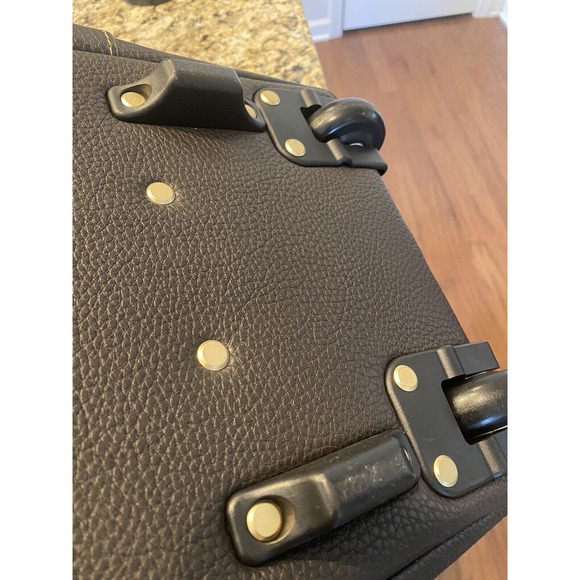 New BROOKS BROTHERS Pebbled Brown Leather Travel Luggage Weekend Bag w/ Lock&key - Picture 15 of 16